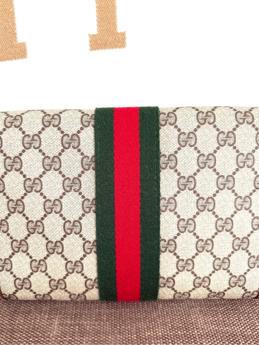 Authentic Gucci supreme monogram canvas clutch bag brown leather - Picture 8 of 16
